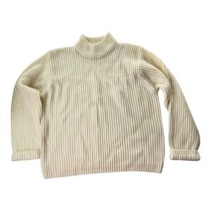 Laura Gayle Vintage Women's Large Cream Ribbed Turtleneck Sweater Acrylic